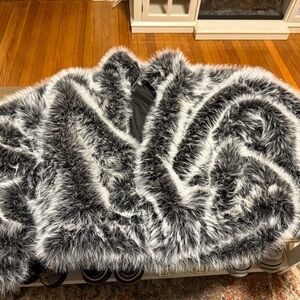 Luxurious Faux Fur Jacket- Black and White